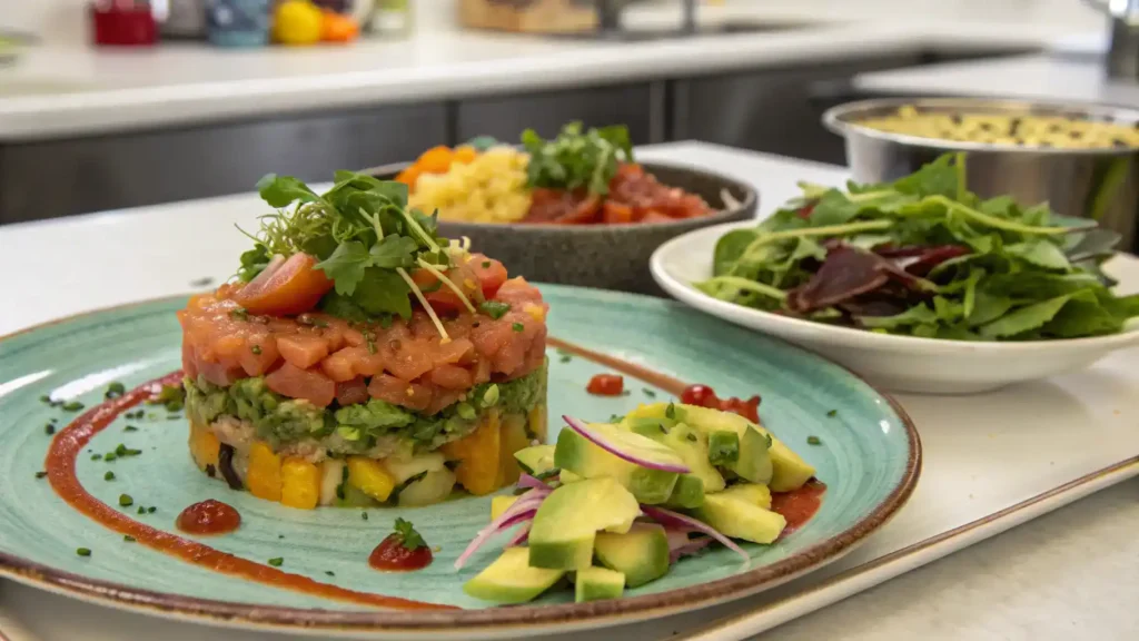 A beautifully served Mounjaro dish with garnishes and sides.