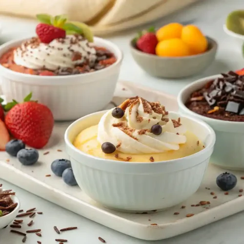 Serving suggestions for Ninja Creami desserts with various toppings.