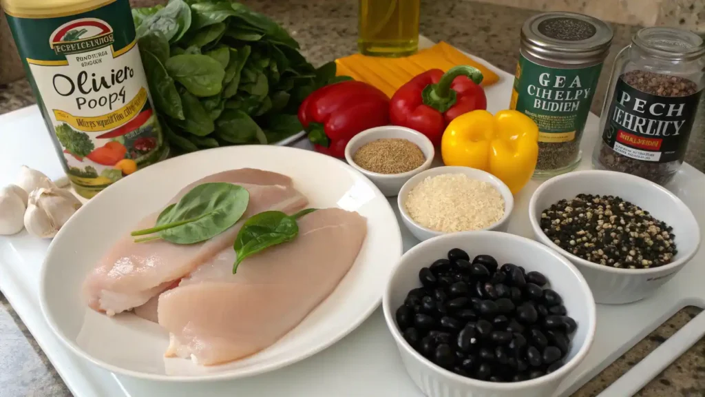 Ingredients for Mounjaro recipe laid out on a wooden table.