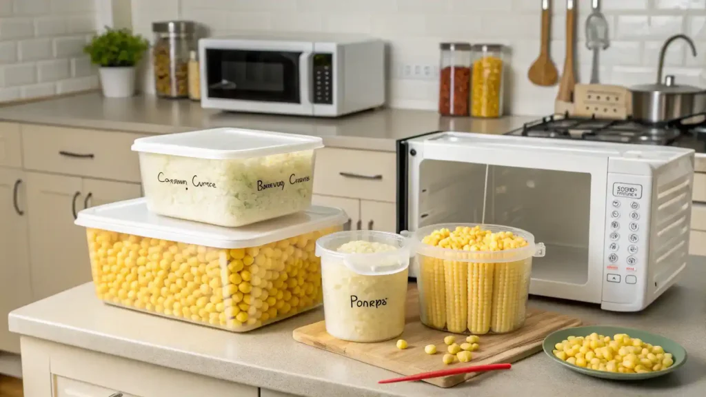 Storage and reheating tips for creamy white corn.