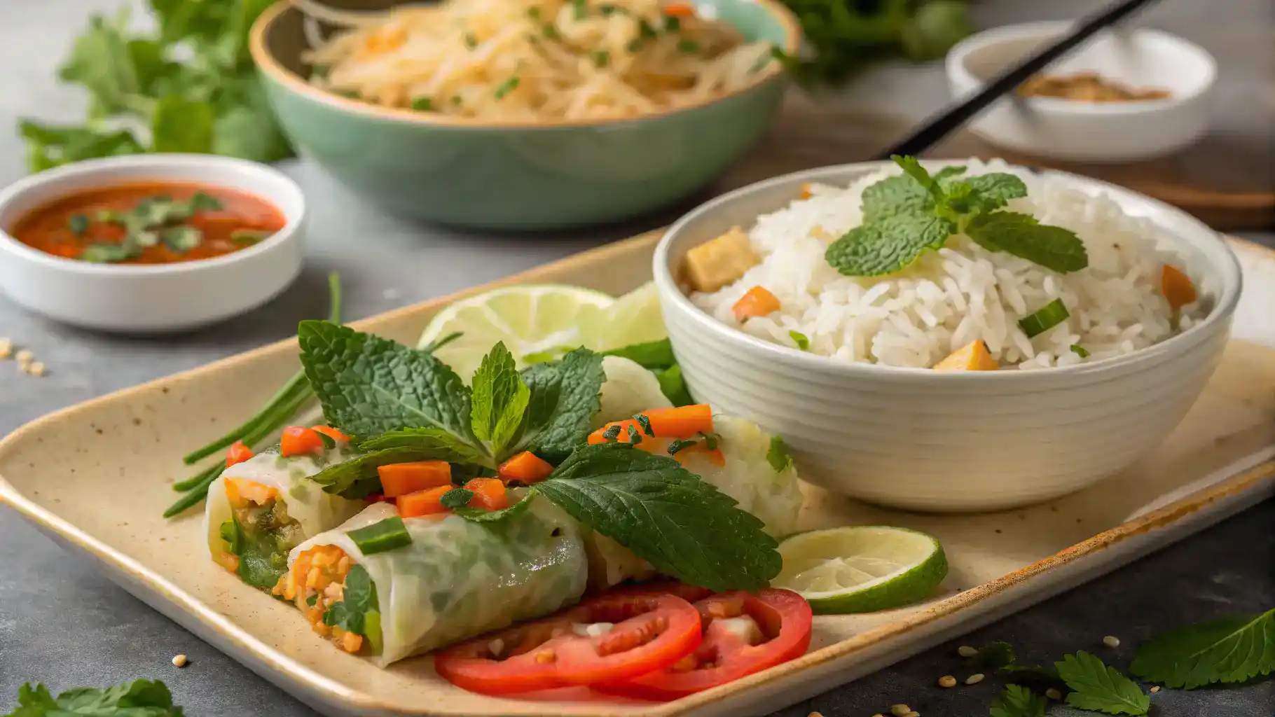 A beautifully plated Bo Ne dish with sides.