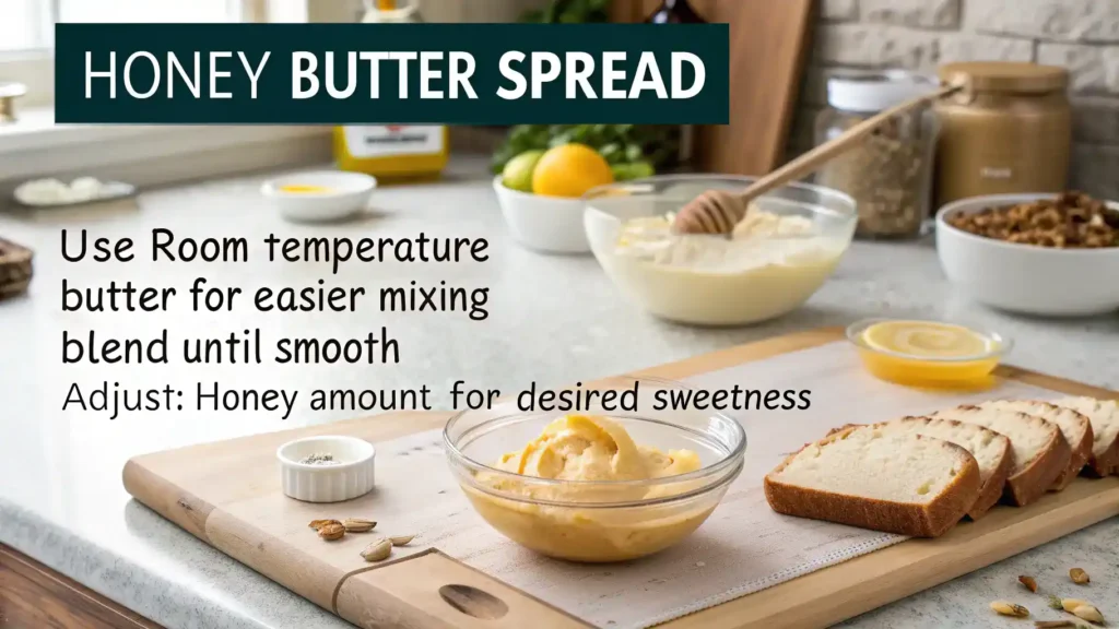 Pro tips for making Honey Butter Spread with text overlays.