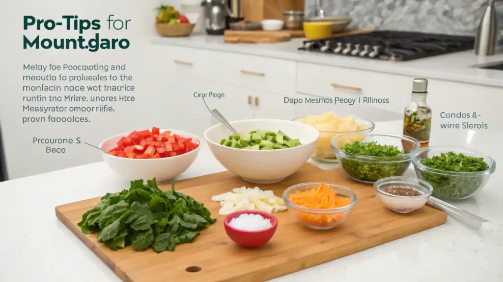 Pro tips for making the Mounjaro recipe displayed on a kitchen counter.
