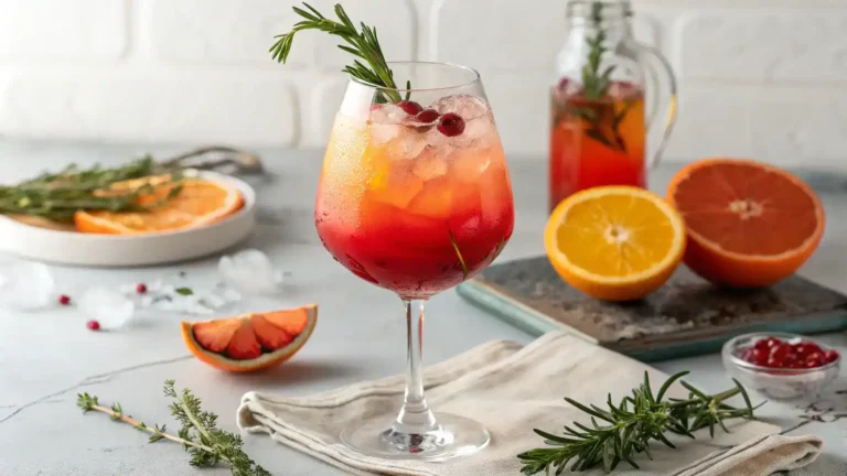 A beautifully crafted Campari mocktail served in a chic glass, showcasing vibrant colors and garnishes.