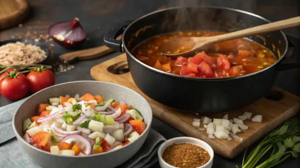 A step-by-step visual guide to making choru, showcasing fresh ingredients and cooking techniques.
