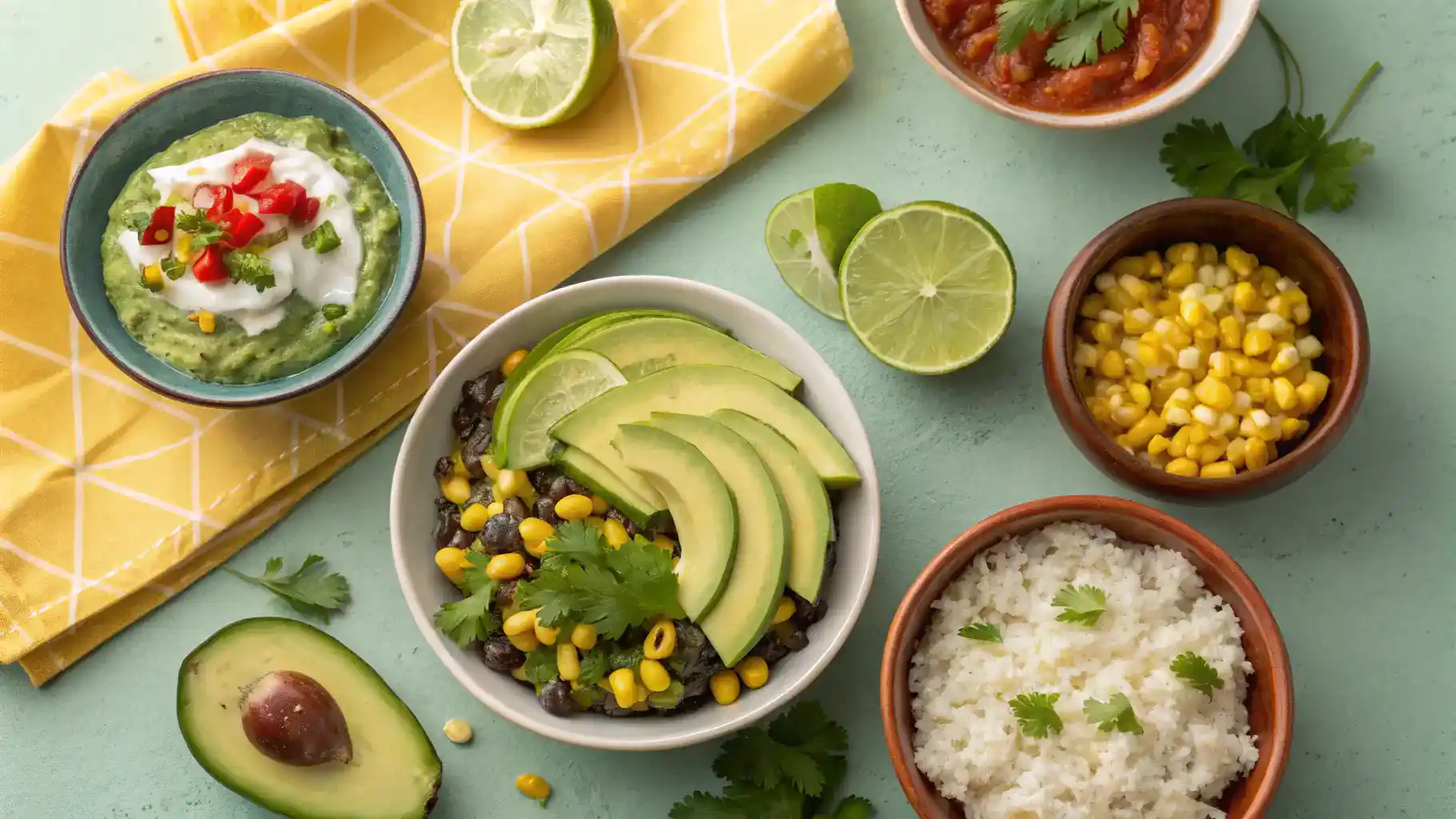 Serving suggestions for Chile Poblano with garnishes and side dishes.