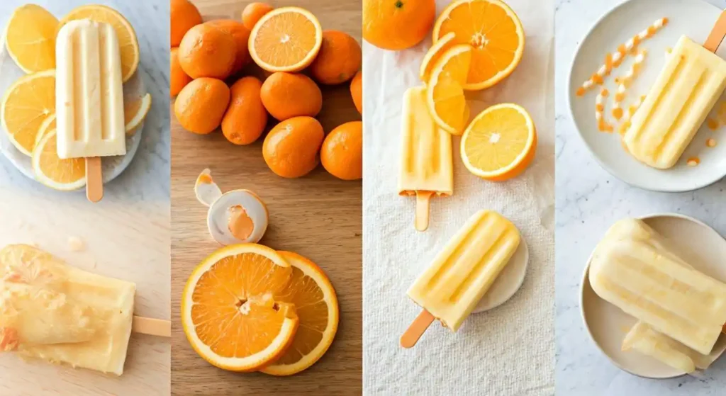 Different serving ideas for orange creamsicles.