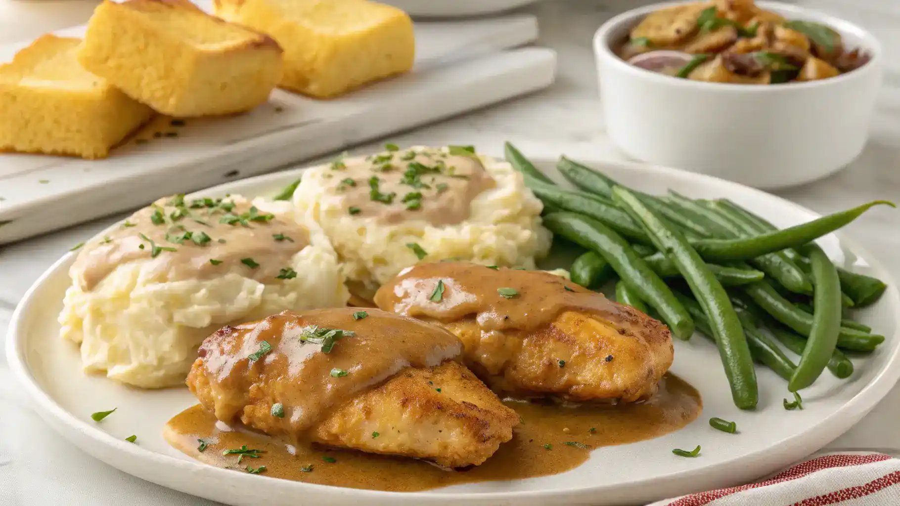 Serving suggestions for smothered chicken.