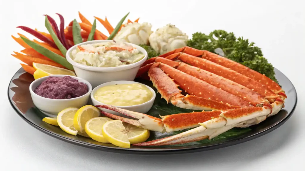 Serving suggestions for snow crab legs.