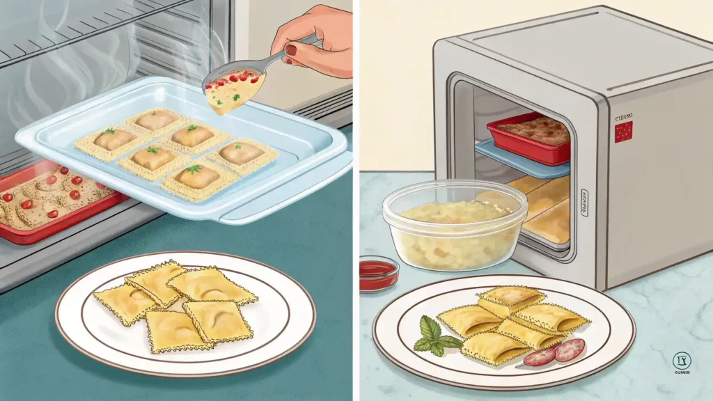 Storage and reheating tips for leftover lobster ravioli.