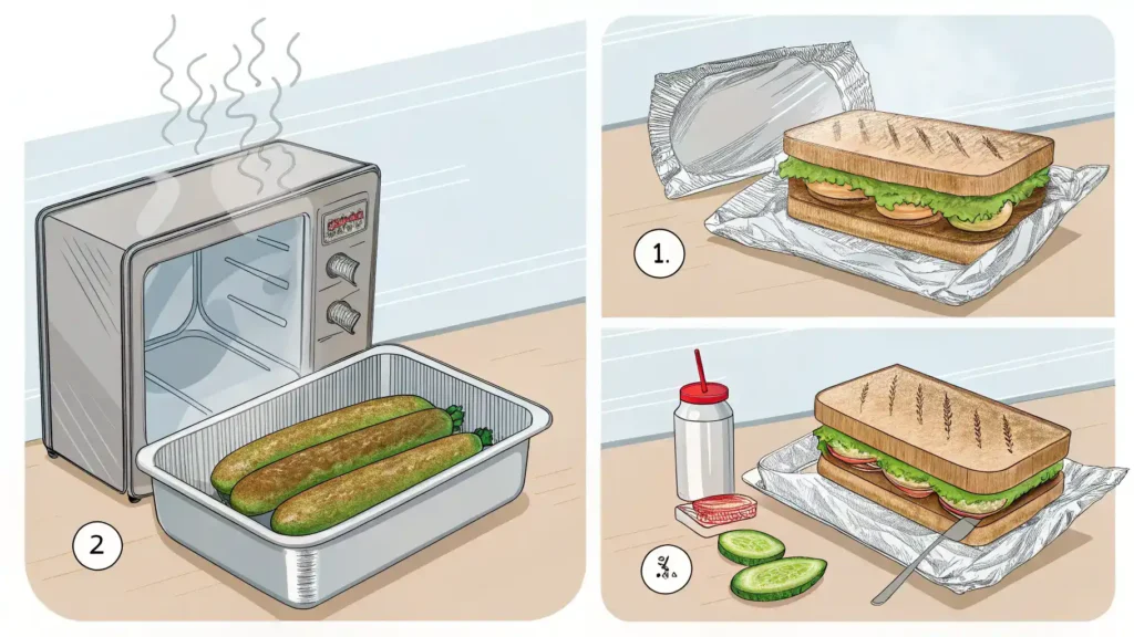 How to store and reheat a pickle sandwich.
