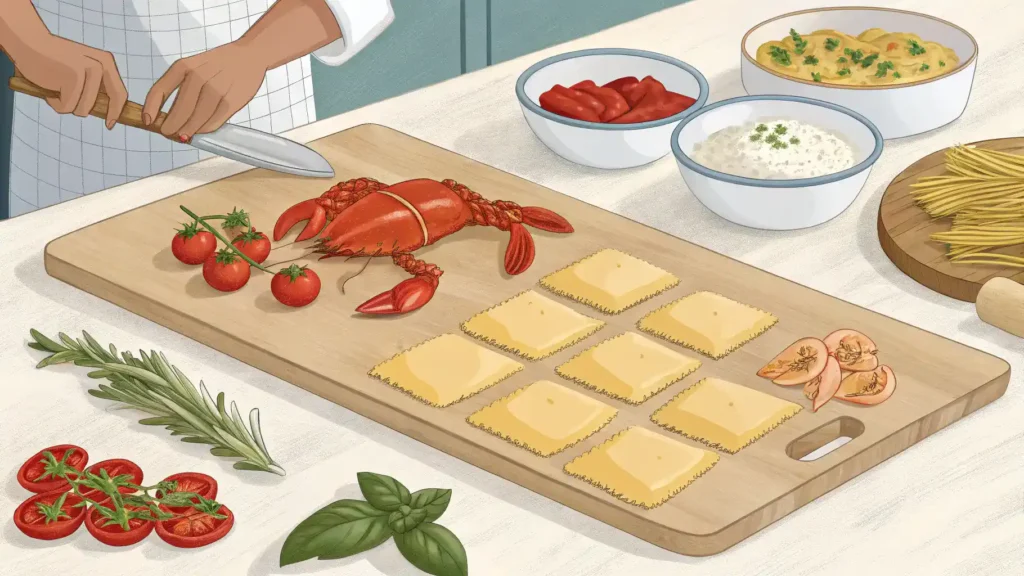 Pro tips for making lobster ravioli, including fresh ingredients and techniques.