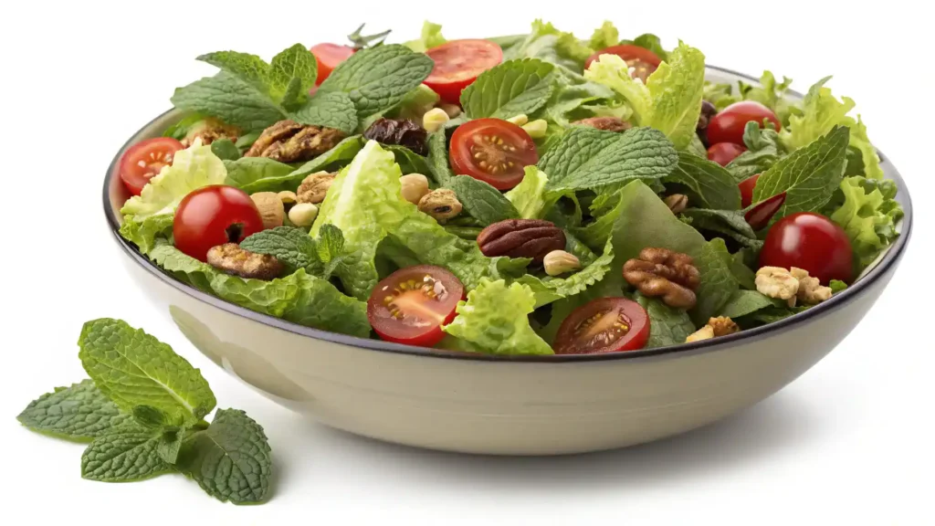 An informative image showing how to properly store minted greens salad and tips for making it ahead of time, ensuring freshness and flavor.