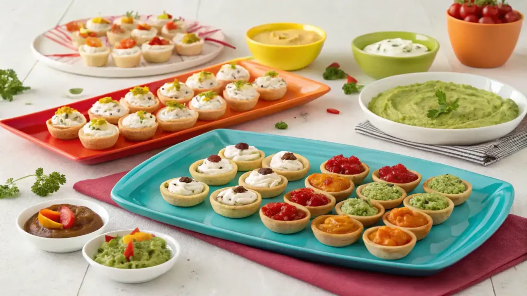 Creative serving suggestions for canapes, featuring vibrant platters and drink pairings.