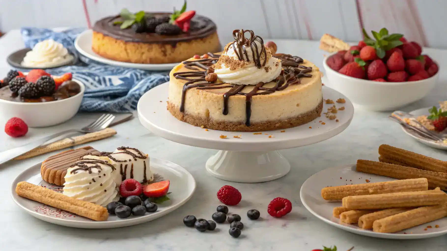 Creative serving suggestions for churro cheesecake.