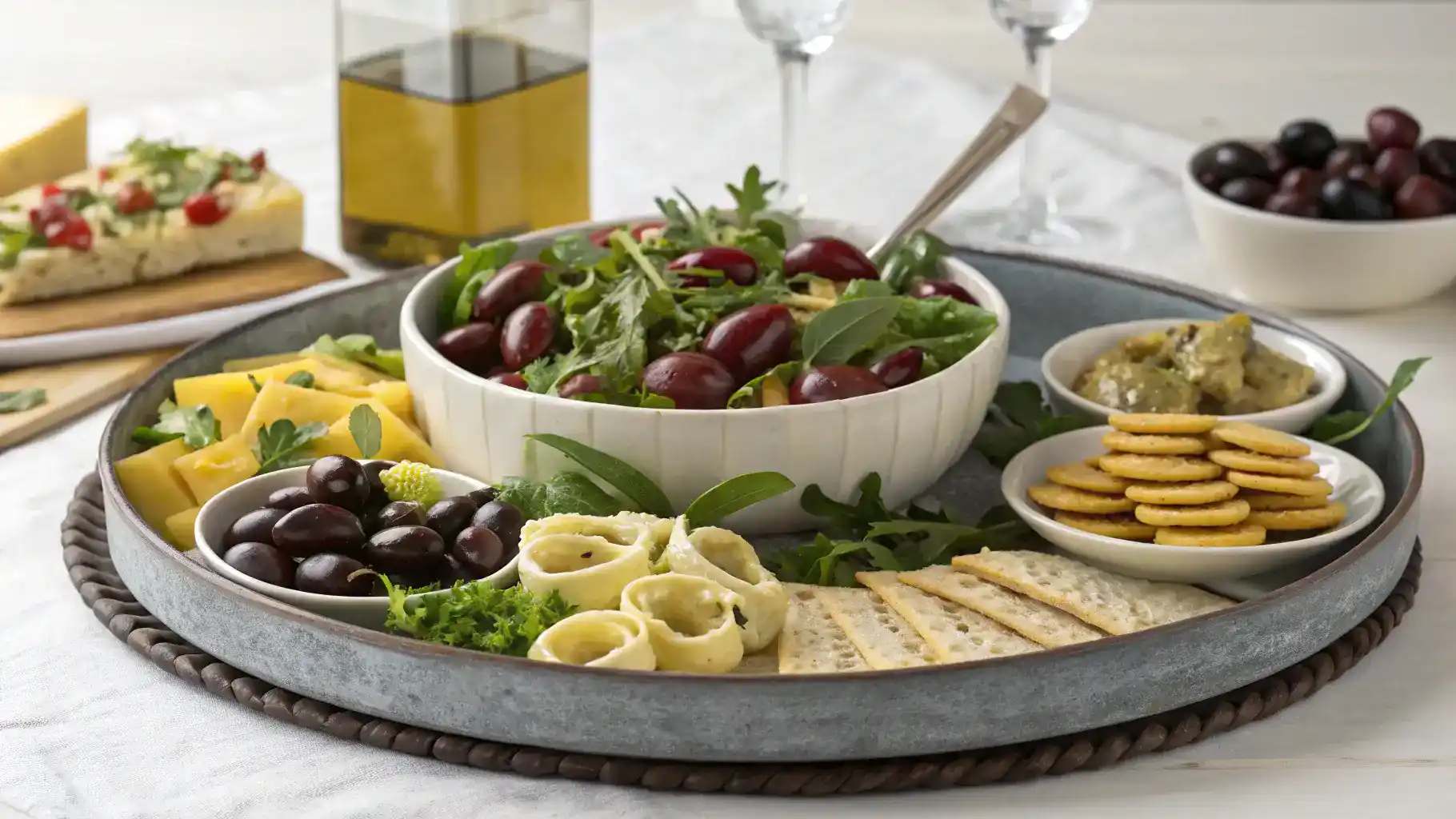 Serving suggestions for Kalamata olives including salads and appetizers.