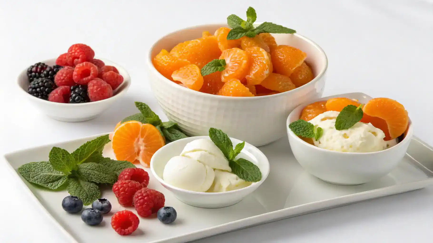 Serving suggestions for mandarin orange dessert.