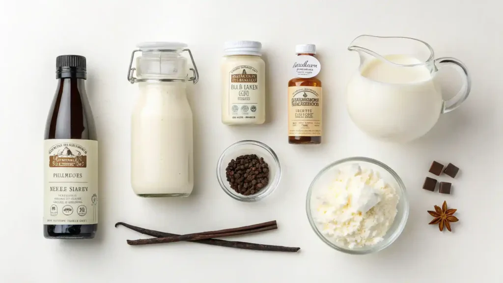 Ingredients for making cold foam displayed beautifully.