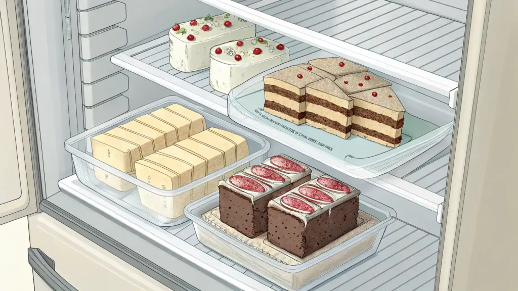 Proper storage methods for leftover cake.