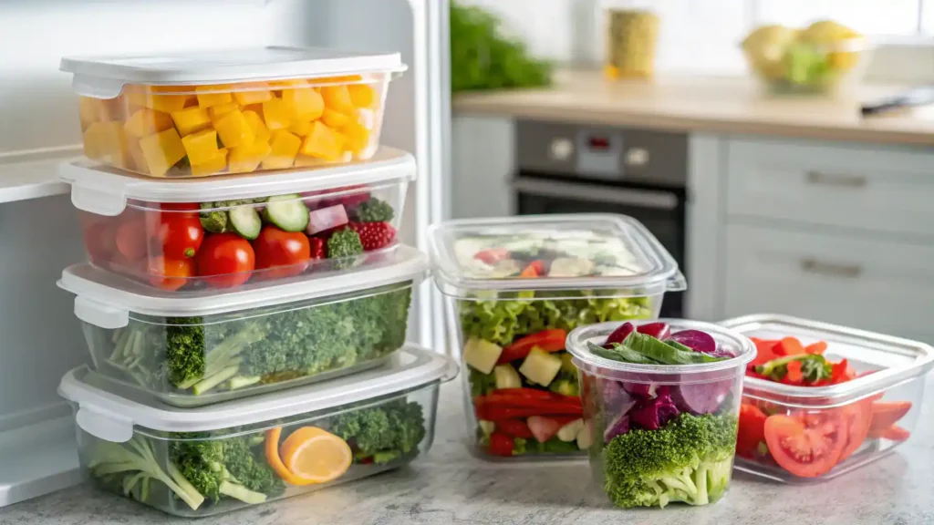 Visual guide on how to store salads properly to maintain freshness.
