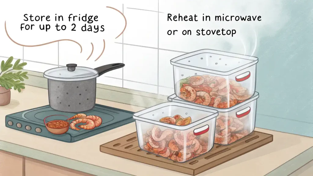 Storage and reheating tips for leftover langoustine.