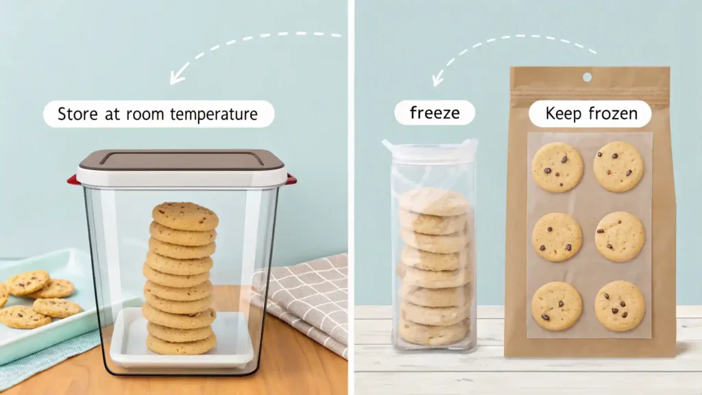 Storage and freezing tips for corn flour cookies.