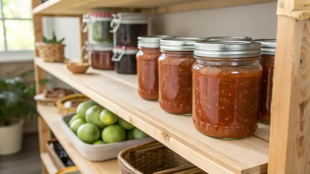 Storage tips for guayaba jam, featuring airtight containers and labeling.