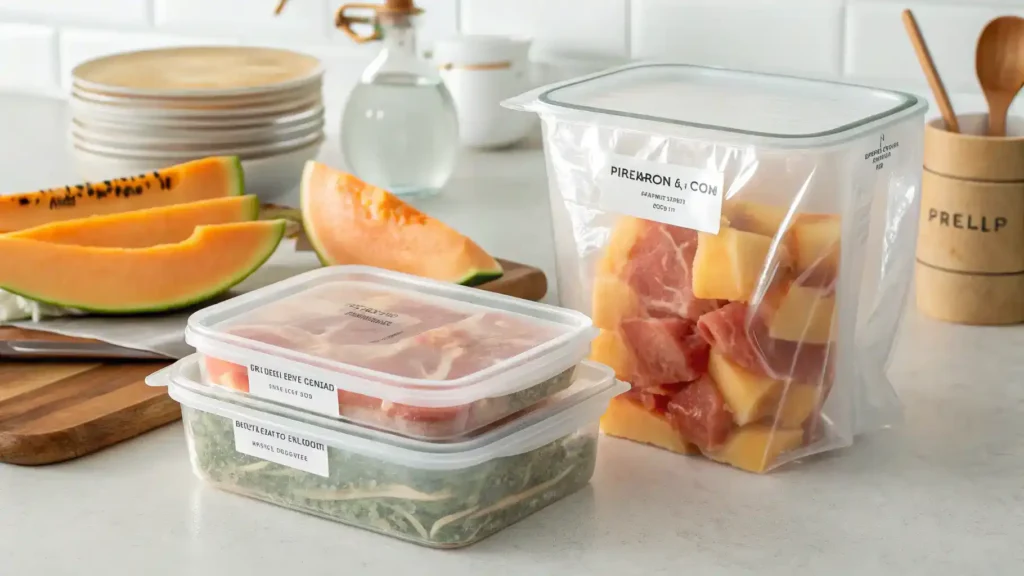 Proper storage methods for prosciutto e melone leftovers.