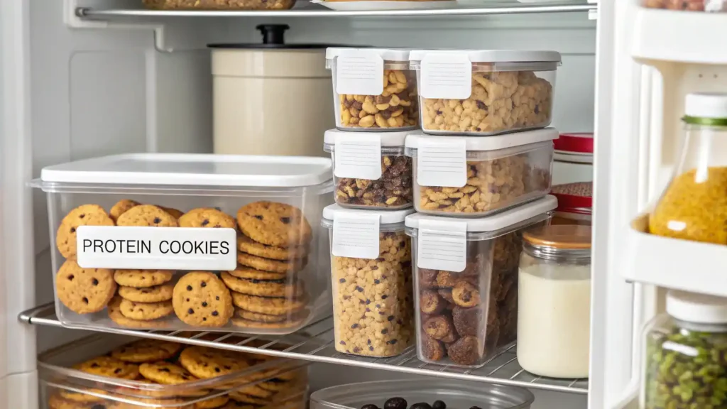 Storage tips for protein cookies.