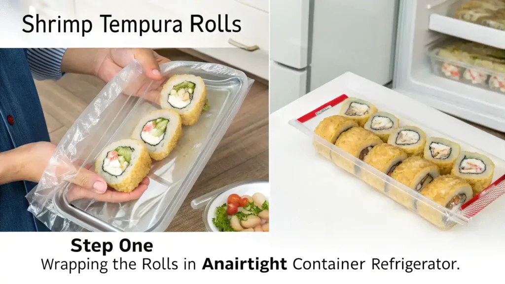 Storage tips for shrimp tempura rolls to maintain freshness.