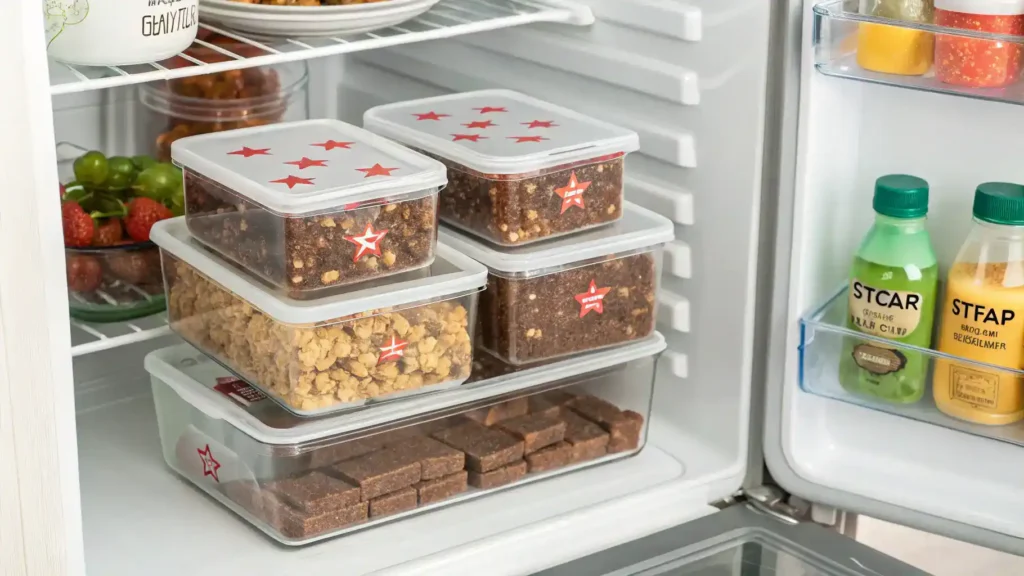Proper storage methods for Star Crunch treats, including airtight containers.