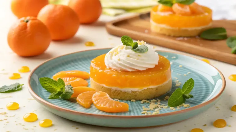 Finished mandarin orange delight dessert, beautifully plated.