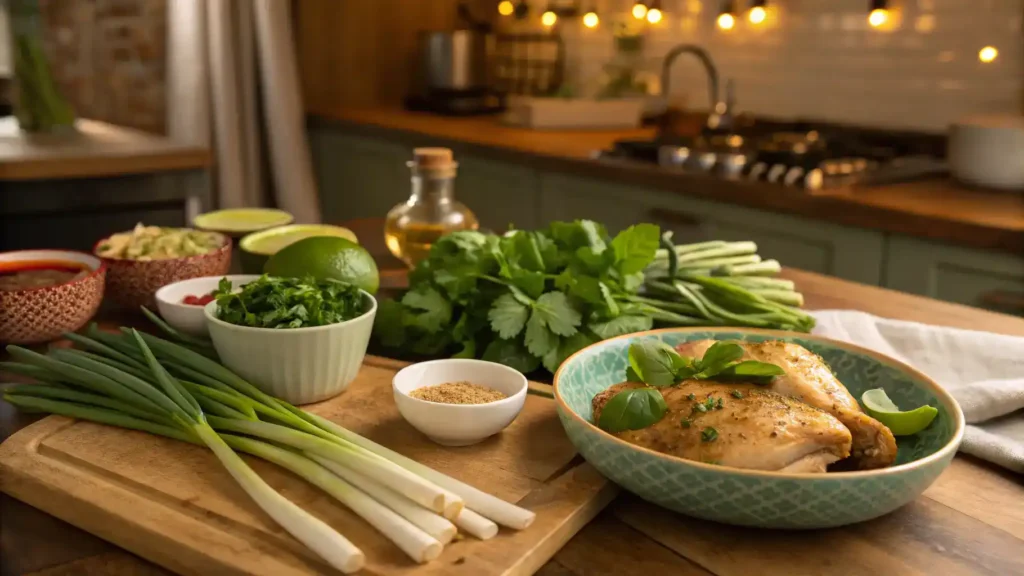 Pro tips for making Poulet Thailand displayed in a kitchen.