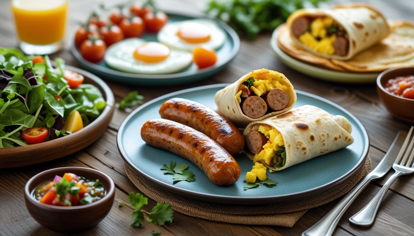 Different serving suggestions for Chicken Breakfast Sausage.