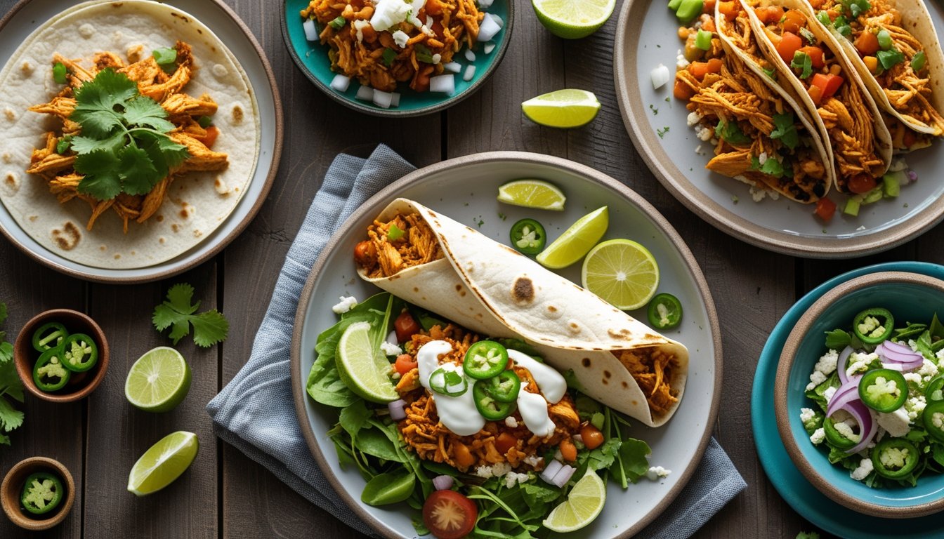 Different serving options for Chicken Tinga.