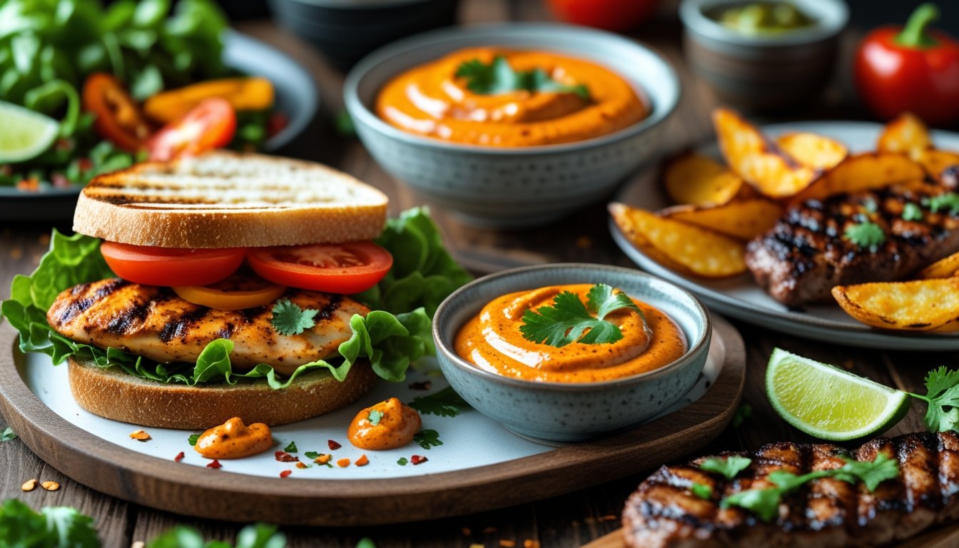 Different serving suggestions for chipotle aioli.