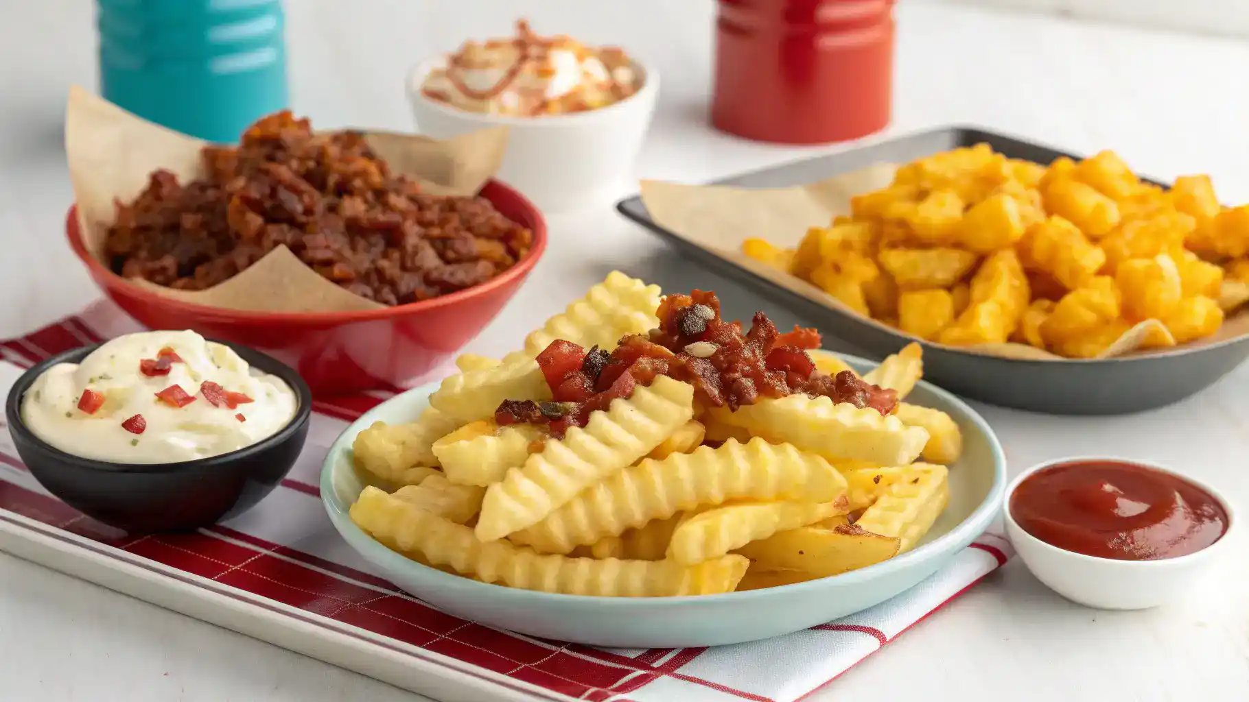 Creative serving ideas for crinkle cut fries.