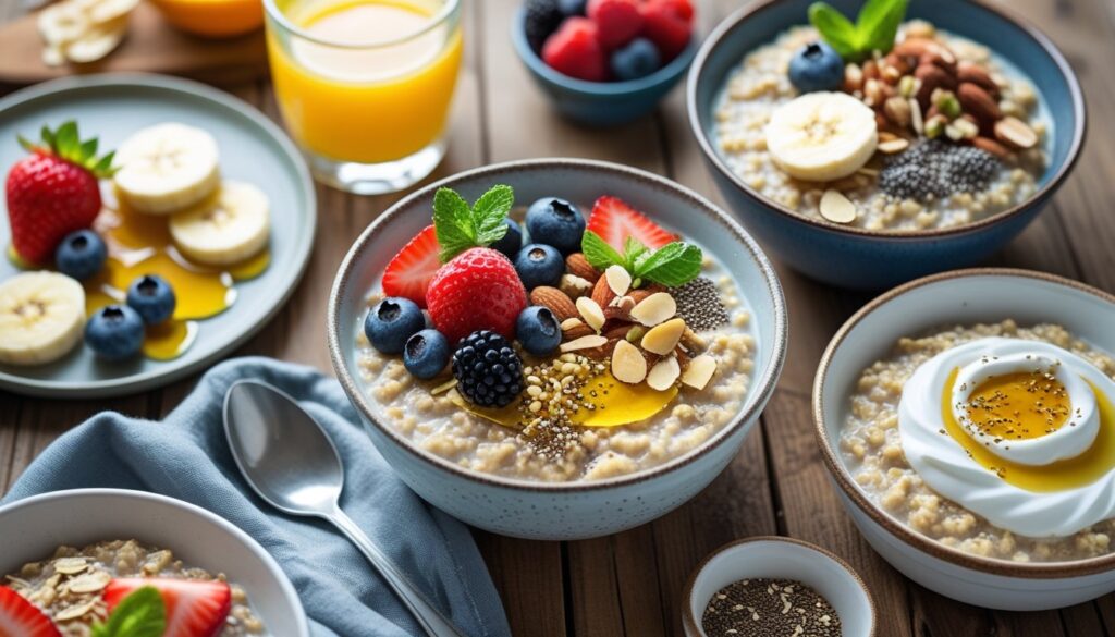 Different serving suggestions for protein oatmeal.