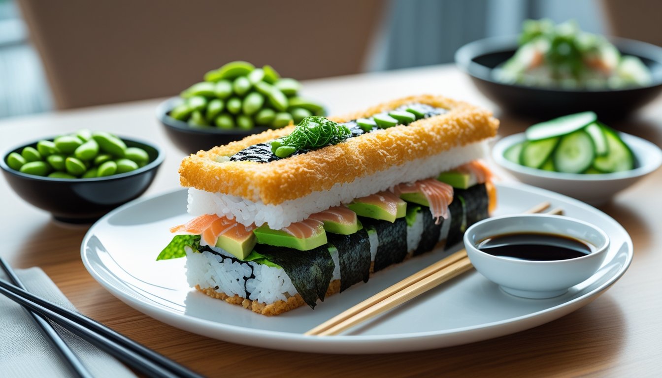 Sushi Sandwich served with sides for a complete meal.