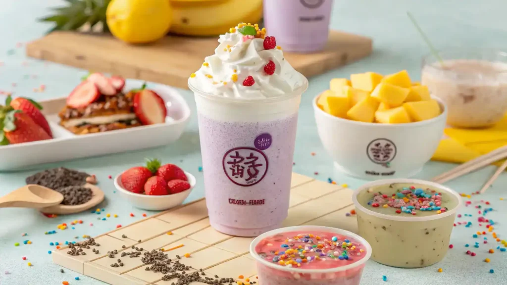 Creative serving suggestions for taro milk tea.