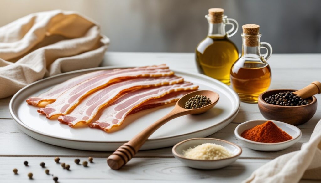 Ingredients for making bacon in the oven.