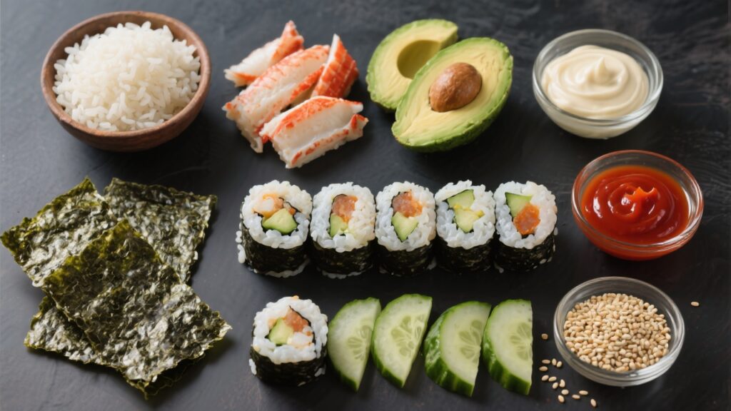 Ingredients for making a Boston roll displayed beautifully.