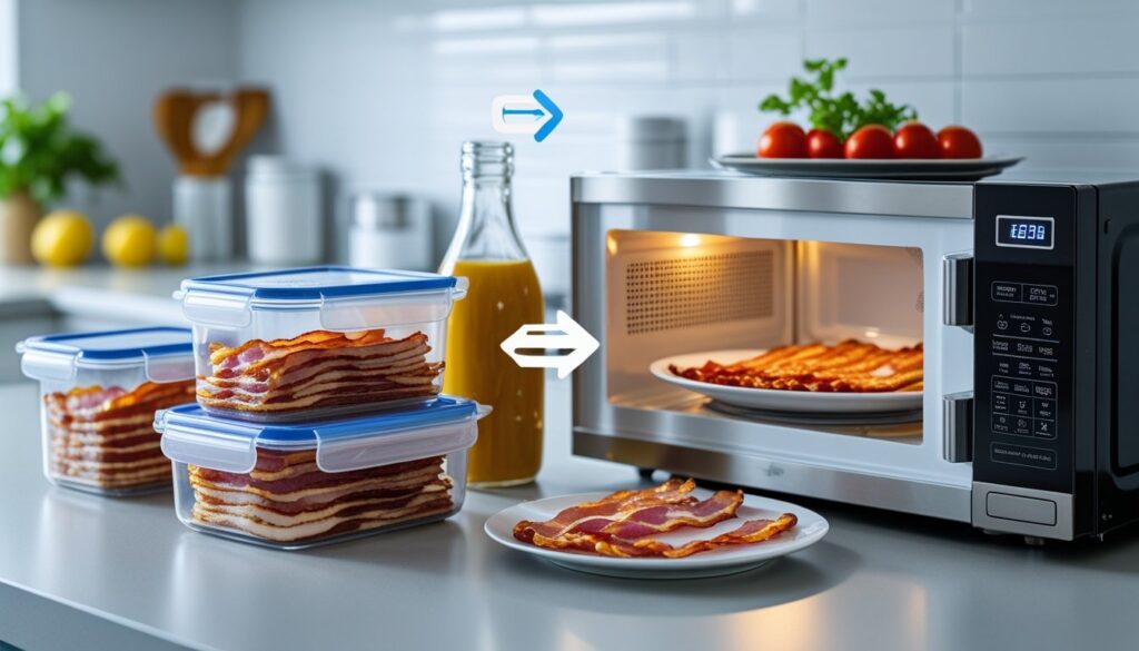 Storing and reheating bacon.