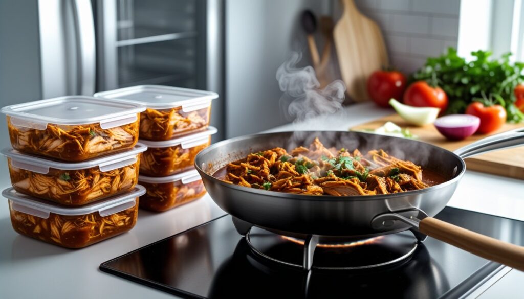 Storage and reheating tips for Chicken Tinga.