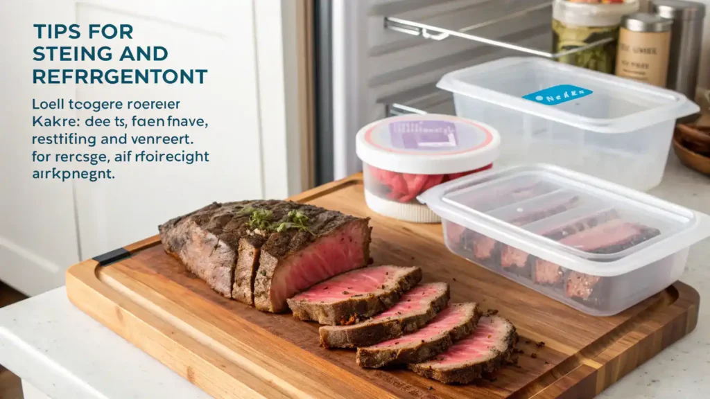Storage and reheating tips for leftover London Broil.
