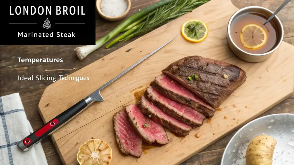 Pro tips for making the perfect London Broil displayed in a visually appealing format.