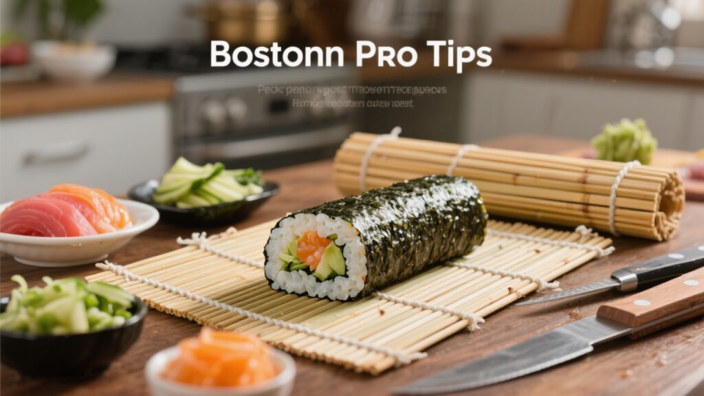 Pro tips for making a Boston roll with ingredients and tools.