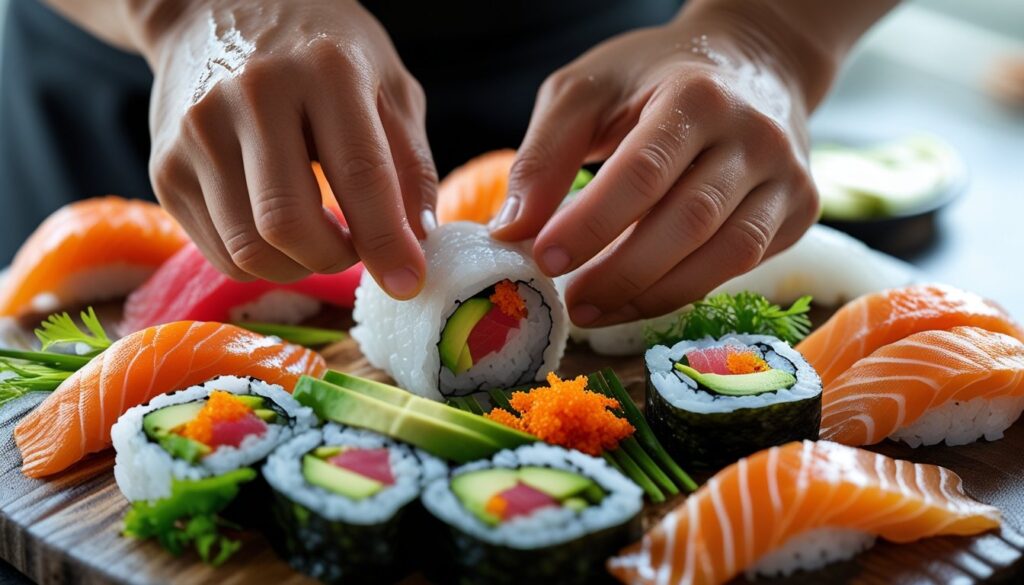 Pro tips for making hand roll sushi with ingredients and techniques.