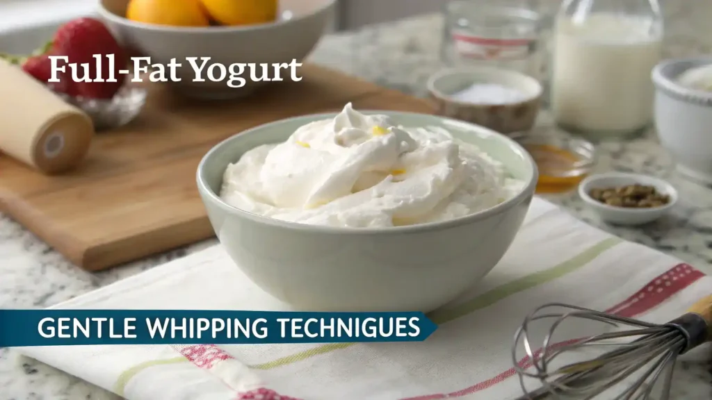 Pro tips for making yogurt beaten displayed with visuals.