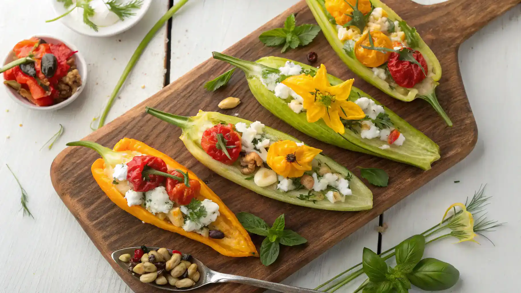 Creative serving suggestions for stuffed summer squash blossoms.